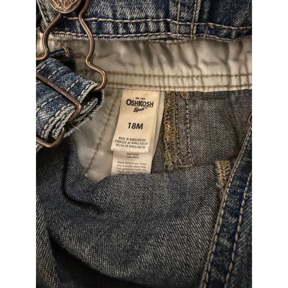 OshKosh B'gosh Kids Blue Denim Carpenter Overalls Medium Wash‎ 18M
